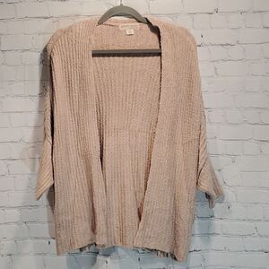 Barefoot Dreams cozychic lite dusty pink ribbed shrug cardi
